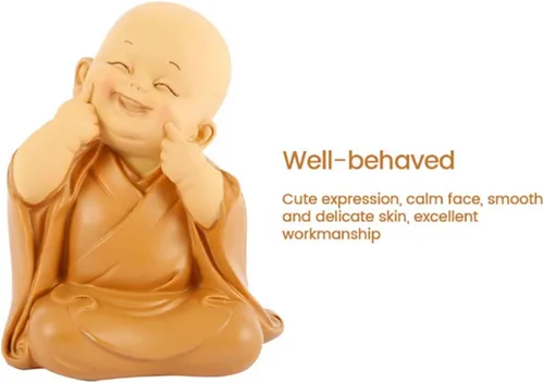 Miniatura 8 de Estatuilla de monje para decoración del hogar, estatua de Buda, figura de monje zen, lindo adorno de resina, mobiliario decorativo, arte chino