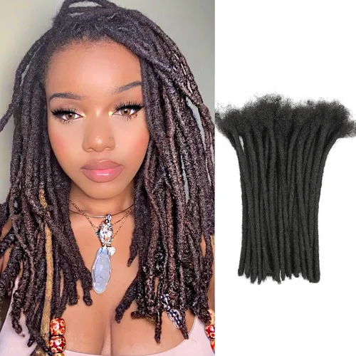 Miniatura 9 de Extensiones de rastas de cabello humano 100% real, de 0.1 in, 8 pulgadas, 10 hebras para hombres y mujeres, con cobertura de cabeza completa, hechas