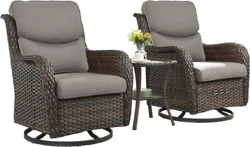 Miniatura 125 de Rilyson Mecedora de mimbre - Juego de 2 sillas mecedoras de mimbre para patio, sillas mecedoras de ratán para porche al aire libre, terraza, jardín