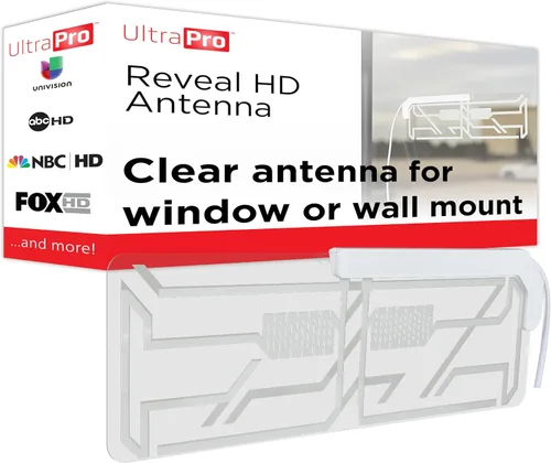 UltraPro Antena de TV interior para Smart TV, canales locales HD de largo alcance, fácil de montar en pared o ventana, compatible con 4K 1080P HDTV