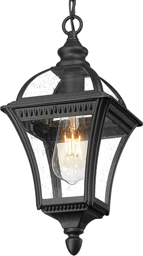 Miniatura 14 de Emliviar Luz de poste para exteriores de 22 pulgadas, luz de poste vintage de granja para el jardín, aluminio con vidrio semillado, acabado negro