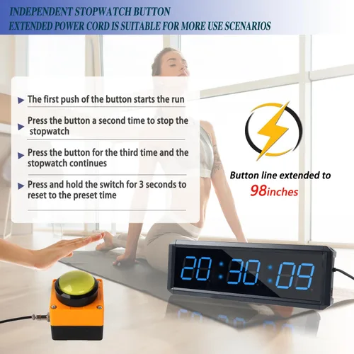 Miniatura 4 de Temporizador de fitness con botón cronómetro, adecuado para la escuela/exámenes/ejercicio en casa/gimnasio/gimnasio SMAHEAT temporizador electrónico