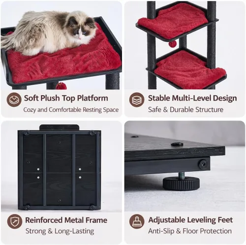 Miniatura 6 de FourFurPets Árbol para gatos resistente, árbol de gato de 67.7 pulgadas para gatos de interior grande y adulto, torre moderna para gatos grandes