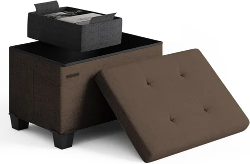 Miniatura 71 de Cubo otomano de almacenamiento con cubo pequeño, otomana cuadrada de 15 pulgadas con almacenamiento para sala de estar y dormitorio, reposapiés