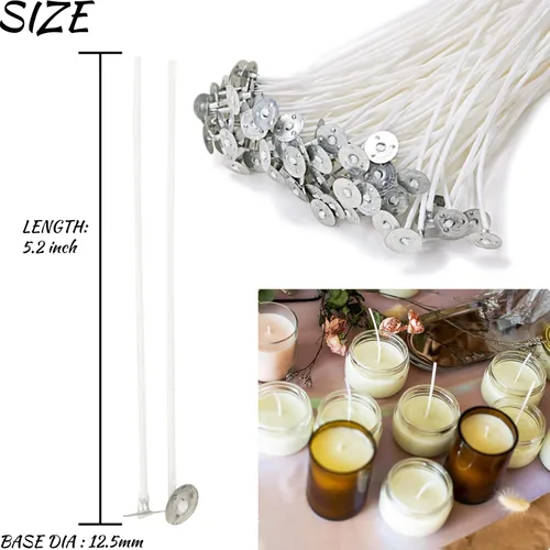 Miniatura 5 de Kit de fabricación de velas EricX Light, 60 piezas de mechas de vela, 60 piezas de calcomanías para mechas de vela, 473 ml de cera de soya, 1 olla