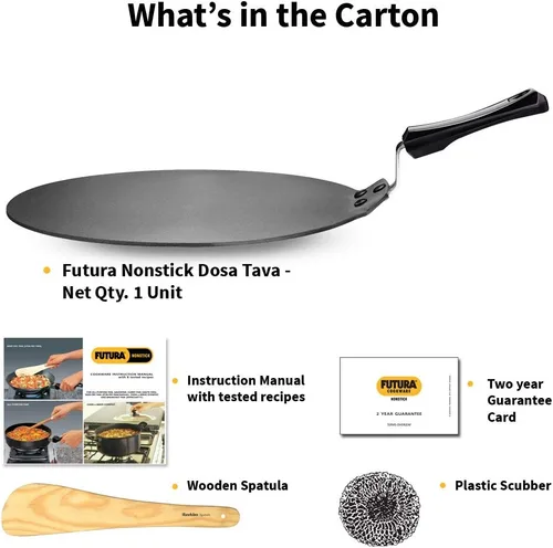 Miniatura 7 de HAWKINS Futura antiadherente Dosa Tava, diámetro 33 cm (13 pulgadas), grosor 4.88 mm (Negro) NDT33