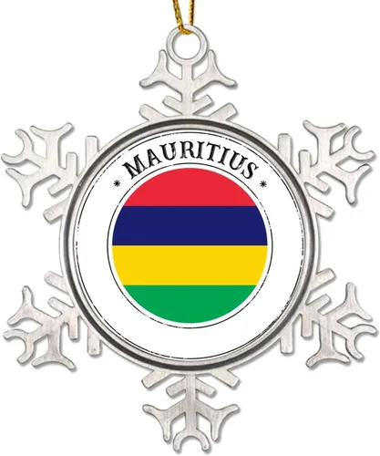 Miniatura 9 de Mozambique - Adornos de Navidad de copo de nieve de metal, recuerdo patriótico, regalo de recuerdo de país, adornos de Navidad para árbol, bandera