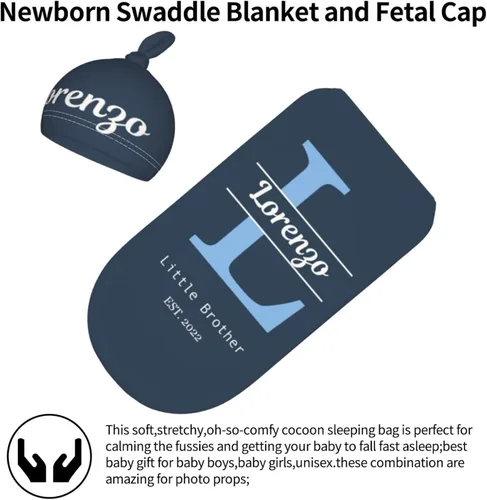 Miniatura 3 de Mantas de bebé personalizadas para niña y niño con nombre, manta personalizada para niñas y niños, regalos para envolver al bebé recién nacido Intial