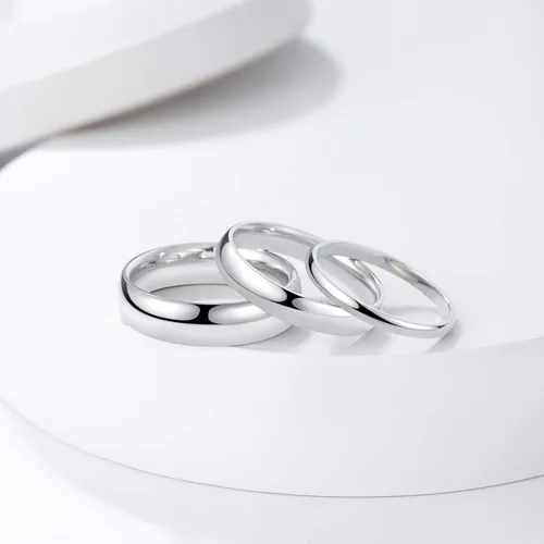 Miniatura 3 de KAZITSAN Anillos de acero inoxidable de 0.079in, 0.157in, 0.236in, para mujeres y hombres, cúpula lisa de alto pulido, plataorooro rosa, anillo