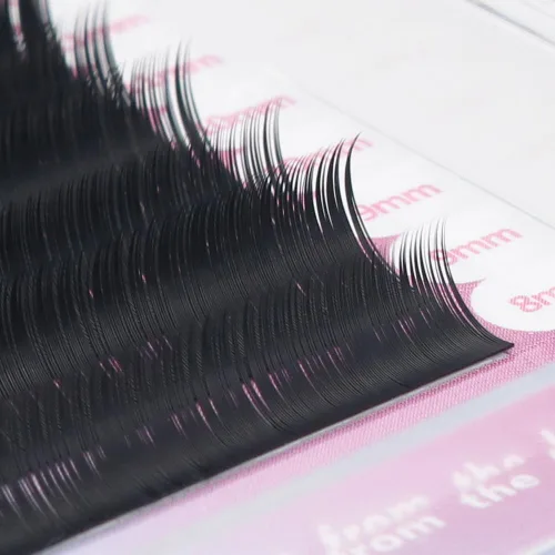 Miniatura 4 de Extensión de pestañas clásicas de volumen de 16 filas 0.10 D, rizo D de 0.315-0.591 in, mezcla de negro mate, extensiones de pestañas postizas