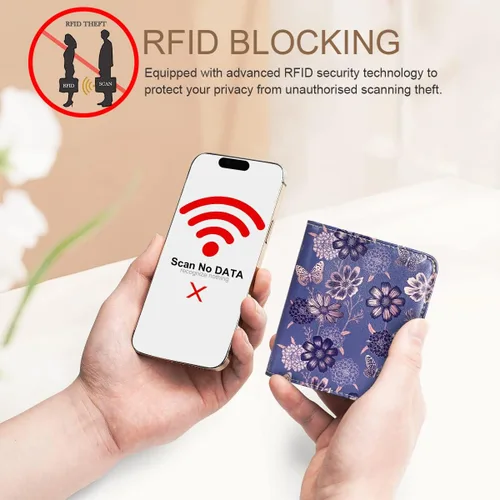 Miniatura 8 de APHISON Billetera para mujer, delgada y pequeña, cartera RFID para mujer, 11-0104, Moda