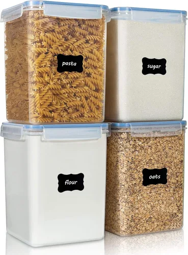 Miniatura 10 de Vtopmart Contenedores de almacenamiento de alimentos de 2.5 litros/84.5 onzas, 4 recipientes herméticos de plástico sin BPA para harina, azúcar