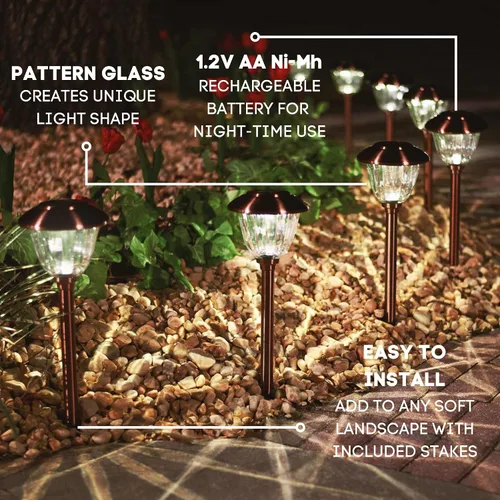 Miniatura 5 de Energizer Luces solares LED para camino, paquete de 8 luces solares [negras] para exteriores, IP65 impermeables con encendido/apagado automático