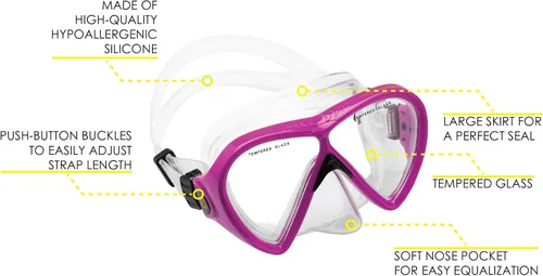 Miniatura 2 de Cressi Máscara de snorkel de silicona de doble lente para adultos con correas ajustables - Samurai: Diseñado en Italia por Cressi