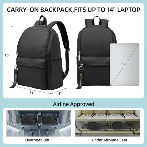 Miniatura 4 de OMOUBOI Mochilas casuales Superbreak Mochila para laptop de 14 pulgadas para mujeres y hombres Apta para turismo y negocios (Negro)