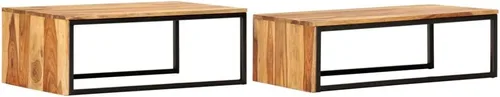 Miniatura 3 de Mesas nido, mesa de centro única, pequeña mesa de centro elevada adecuada para sala de estar, balcón, oficina, sala de estar familiar, 2 piezas