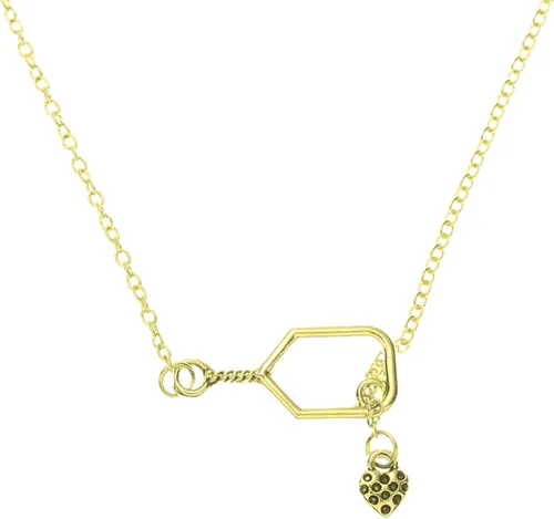 Miniatura 6 de Collar de paleta de pickleball – delicado colgante de oro con dije de corazón – Regalo de joyería para jugadores de pickleball, entrenadores