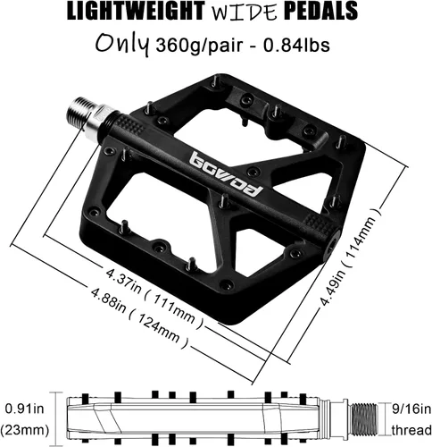 Miniatura 2 de Pedales MTB, pedales grandes para bicicleta de montaña, pedales de plataforma de bicicleta compuestos de fibra de nailon ligero, pedales de agarre