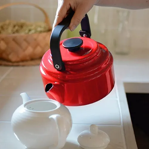 Miniatura 6 de LIOONS Hervidor de té de grado alimenticio, tetera de esmalte creativa, hervidor de fuego directo para el hogar, gran capacidad con asa, tetera de 2