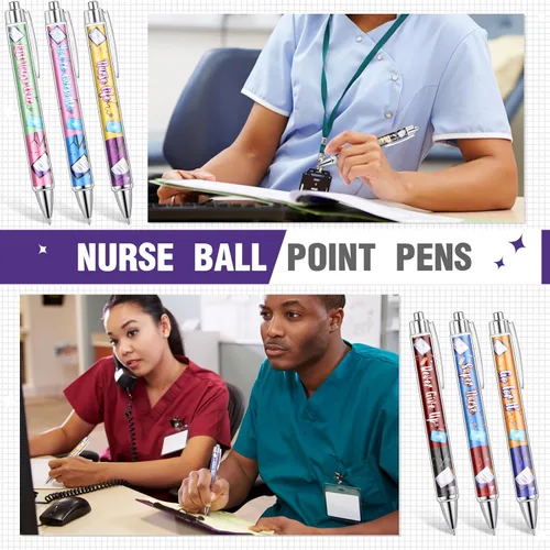 Miniatura 5 de Jetec 120 bolígrafos de enfermera, a granel, regalos de agradecimiento para enfermeras, bolígrafos retráctiles de tinta para la semana