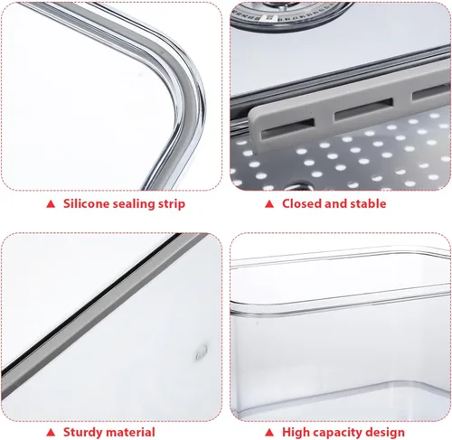 Miniatura 3 de Hemoton Contenedor de alimentos frescos con temporizador, caja de almacenamiento de alimentos transparente para frutas y panes, organizador de gran