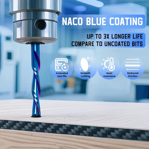 Miniatura 4 de HQMaster Broca de corte descendente de 1/8 de pulgada, corte hacia abajo, espiral, fresadora CNC, fresadora de carburo de tungsteno, juego de 5