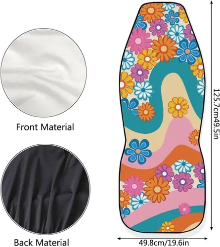 Miniatura 4 de Funda de asiento de automóvil con margaritas bohemias, diseño hippy arcoíris, margarita, flores, antideslizante, SUV, sedán, furgoneta, protector