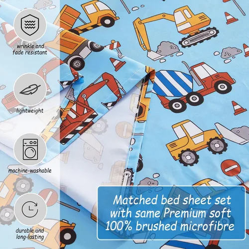 Miniatura 5 de Softan Juego de sábanas para niños, juego de sábanas individuales de 3 piezas, sábana bajera de microfibra con correas de esquina, transpirable