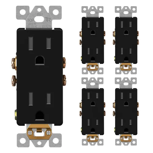 Miniatura 23 de LIDER LR15-TR-GD5P - Receptáculo decorativo mate c/tapa frontal intercambiable, tomacorriente a prueba de manipulaciones/niños, autoconexión a Dorado