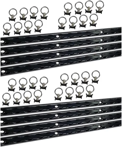 Mytee Products Aluminio resistente de 4 pies L-Track recubierto de polvo negro (8) y perno con anillo recubierto de polvo negro (32) Sistema de