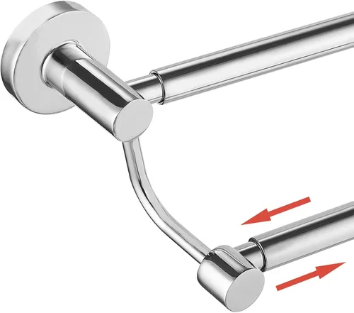 BESy Toallero de baño doble ajustable de 16-26 pulgadas para baño, soporte de toallas de acero inoxidable SUS304, estilo hotel montaje en pared con