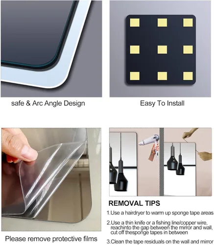 Miniatura 9 de Espejo de Pared Irrompible de Cuerpo Entero, Espejo Sobre la Puerta para Dormitorio, 4 Piezas de 10 pulgadas x 10 pulgadas Espejo Acrílico