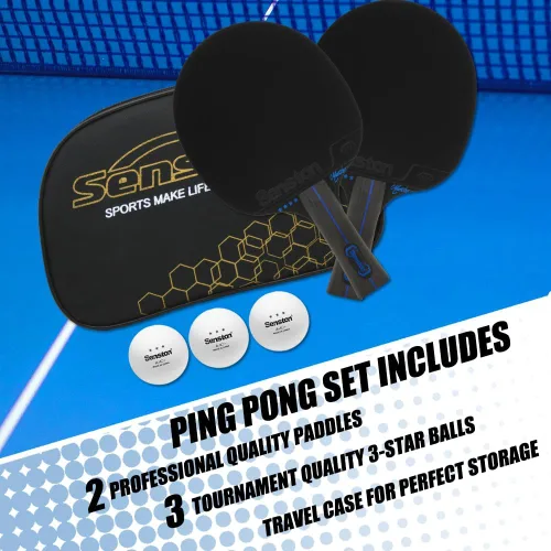 Miniatura 6 de Senston Paletas de ping pong, juego de 2 raquetas de tenis de mesa prémium con 3 pelotas de ping pong para jugar en interiores y exteriores Negro