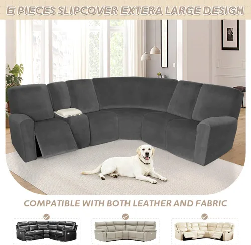 Miniatura 76 de Arfntevss Fundas de sofá seccional reclinable de terciopelo, Funda de sofá seccional de esquina para sofá reclinable, Funda elástica suave