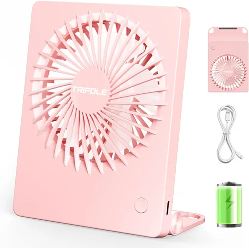 Miniatura 10 de TriPole - Ventilador de escritorio mini portátil recargable, ultra silencioso, pequeño de 4.5 pulgadas, para viajes personales con inclinación