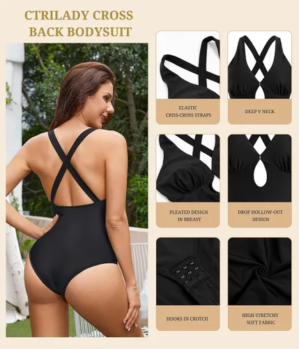 Miniatura 4 de CtriLady Leotardo sin mangas para mujer, espalda descubierta, cuello cuadrado, doble línea, ajustado, overol con tanga, ropa de club