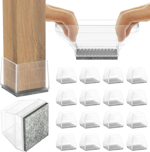 Miniatura 13 de Protectores cuadrados para patas de silla para pisos de madera dura, 24 piezas de tapas de silicona para patas de muebles para prevenir rayones