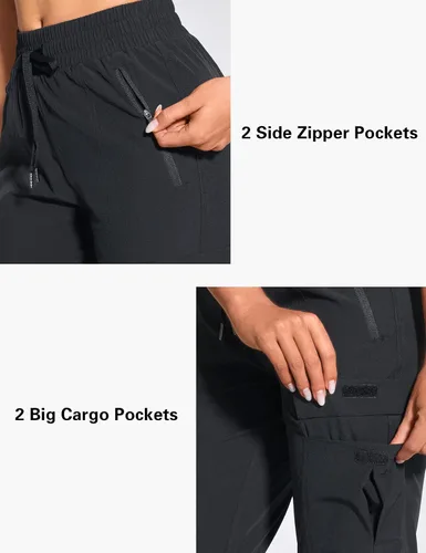 Miniatura 3 de ZUTY Pantalones cargo para mujer, de 27 pulgadas, pantalones deportivos de secado rápido, ligeros, resistentes al agua, pantalones deportivos