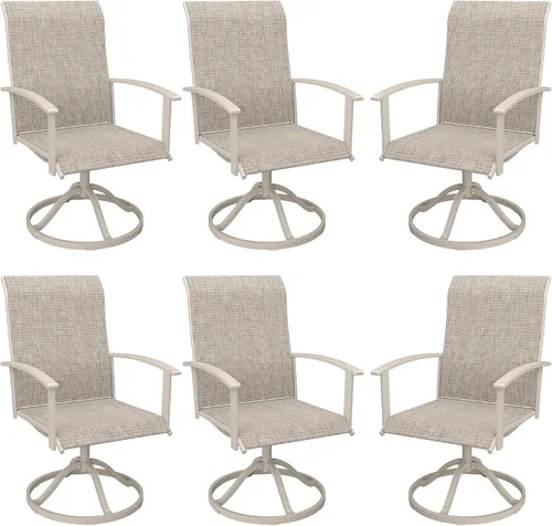 Miniatura 45 de VICLLAX Juego de 2 sillas de comedor giratorias para patio, sillas de exterior de tela de malla de textileno acolchada con reposabrazos para porche