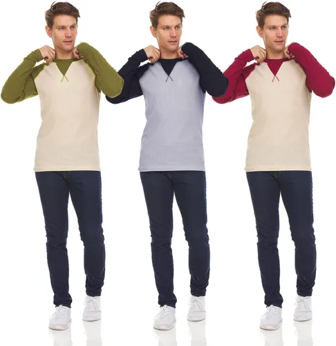 Miniatura 40 de DARESAY Paquete de 3: camiseta térmica de manga larga para hombre, camisetas de manga larga Henley & Crew para hombre, camisetas de manga larga