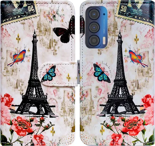 Miniatura 19 de Bcov Funda para Motorola Edge 2021, funda de piel con tapa para teléfono móvil con ranura para tarjeta y soporte para Motorola Moto Edge 2021