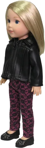 Miniatura 3 de American Fashion World Chaqueta de cuero para muñecas de 14 pulgadas Calidad premium y diseño moderno Ropa de muñecas Moda de ropa