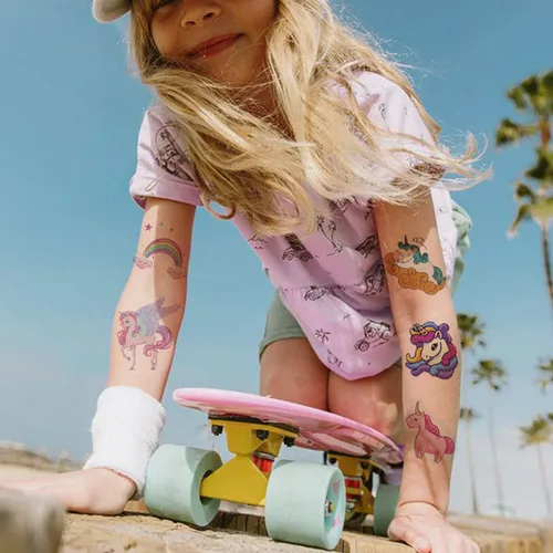 Miniatura 4 de CHARLENT Tatuajes con purpurina para niñas, 110 tatuajes temporales con purpurina para niñas, regalos de fiesta de cumpleaños, rellenos de bolsas