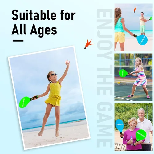 Miniatura 4 de Set de pelota con paletas – Juego de raquetas para interiores y exteriores para niños, adolescentes y adultos, elementos esenciales