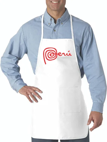 Marca Peru Delantal para Hombre y Mujer — Mandiles Peruanos — 2 Bolsillos Delanteros