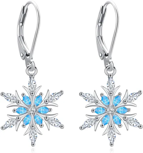 Miniatura 27 de Aretes colgantes de plata de ley con diseño de árbol de la vida, flor, abeja, animales, gato, colibrí, piedra lunar, turquesa, aretes con cierre