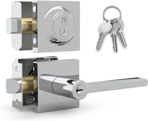 Miniatura 25 de Mega Handles - Cerrajo de entrada Prime I Cerradura de cerrojo de entrada - Cerrajo de bloqueo cuadrado de alta resistencia para puertas zurdas