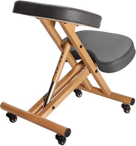Miniatura 3 de Modern Home Silla ergonómica con ruedas de postura arrodillada - camello/negro