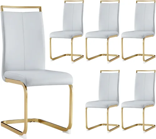 Miniatura 16 de Juego de 2 sillas de comedor modernas con esponja de alta densidad tapizada y patas de metal, sillas para comedor, sillas de comedor de piel