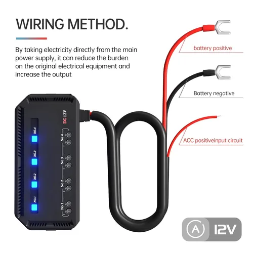 Miniatura 2 de Caja de 4 vías y relés, kit de bloque de caja de relé de 12 V 20 A con indicador LED, caja de bloque de relé universal para motocicleta, automóvil